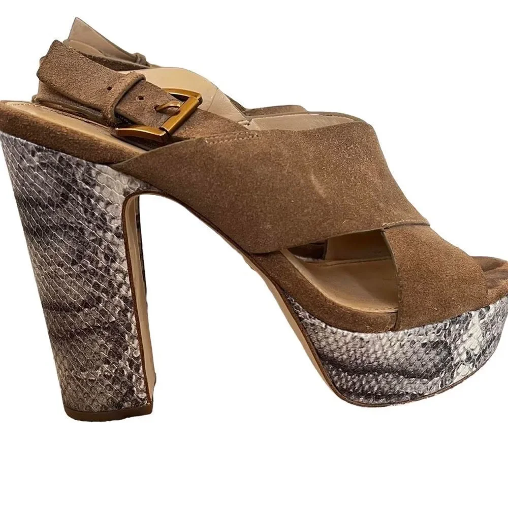 Michael Michael Kors suede Marianna Sling Block Heel snakeskin Sandal